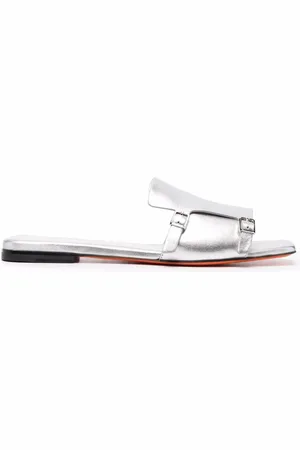 santoni Metallic slip on leather sandals