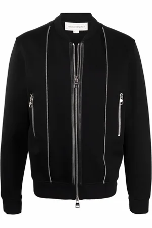 Alexander McQueen Zip-Detail logo bomber jacket