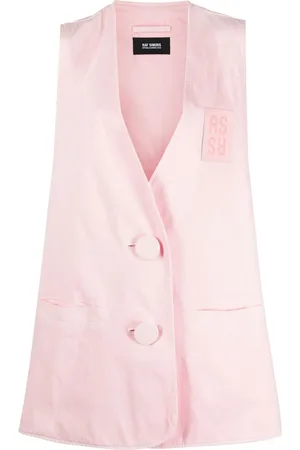 RAF SIMONS Denim oversized logo patch gilet