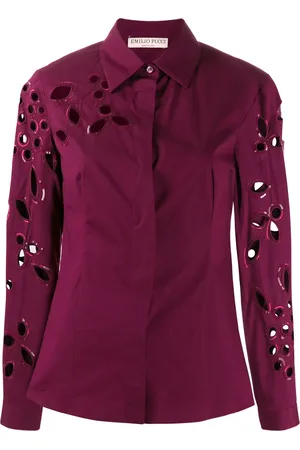 Puccini Sequin trimmed cut-out blouse