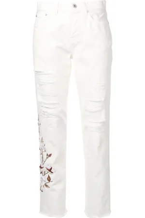 OFF-WHITE Distressed flowers jeans