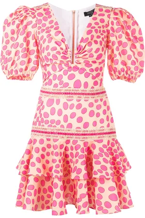 PATBO Polka-dot lace-trim mini dress