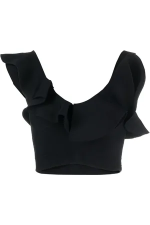 Alexander McQueen Gathered-neckline cropped top