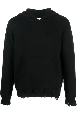 Saint Laurent Distressed knitted hoodie