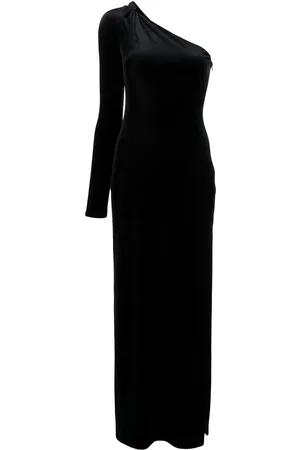 GALVAN Off Kilter asymmetric velvet dress