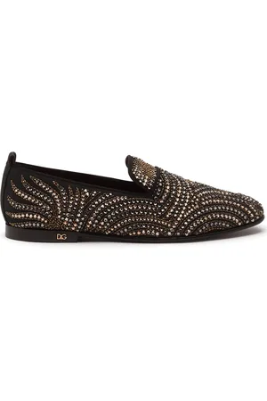 Dolce & Gabbana Crystal-embellished velvet slippers