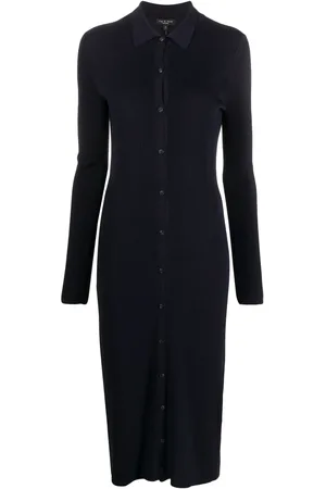 RAG&BONE Herringbone-knit buttoned shirt dress
