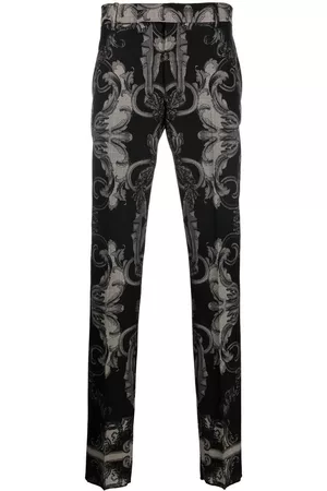 VERSACE Silver Baroque wool trousers