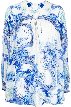 Camilla Floral-print silk blouse