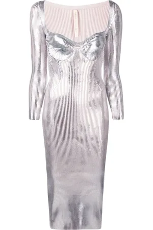 MARIA LUCIA HOHAN Helen metallic sweetheart-neck dress