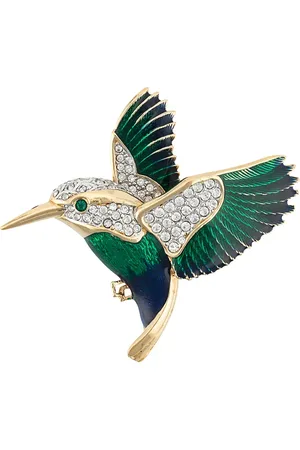 Susan Caplan 1980s crystal-embellished hummingbird brooch
