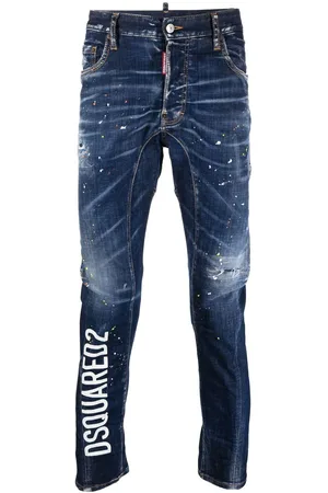 Dsquared2 Logo-print ripped tapered jeans