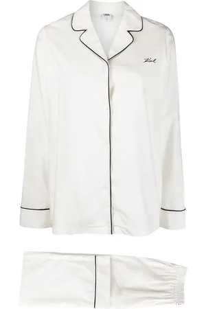 Karl Lagerfeld Logo-embroidered two-tone pajamas