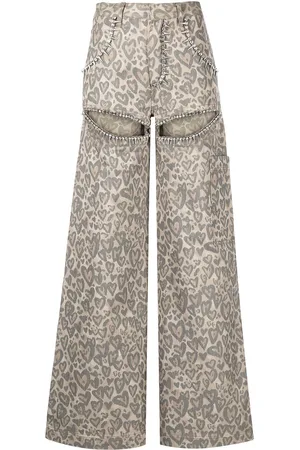 AREA Heart leopard-print trousers
