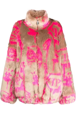 Philipp Plein Monogram-print faux fur coat