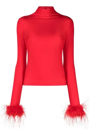Atu Body Couture Feather-cuff high-neck top