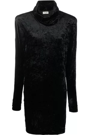 Saint Laurent Roll-neck velvet effect minidress