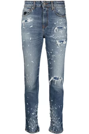John Richmond Women Skinny - Paint splatter-print skinny-cut jeans