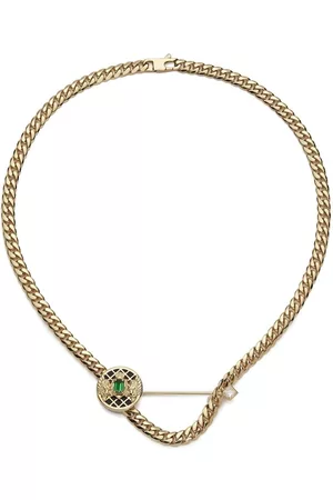 Balmain 18kt yellow Emblem tie pin necklace