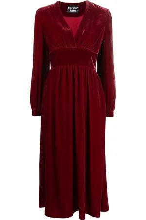 Moschino V-neck velvet midi dress