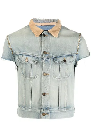 Saint Laurent Studded short-sleeve denim jacket