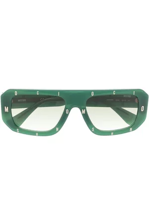 Moschino Women Sunglasses - Logo-print rectangle-frame sunglasses