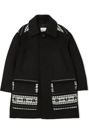 Burberry Fair Isle intarsia-knit logo car coat