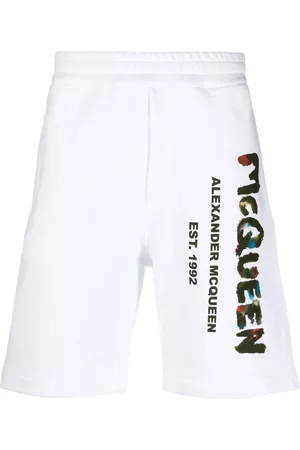 Alexander McQueen Graffiti-print cotton track shorts