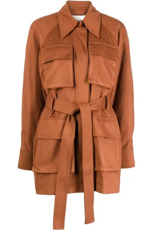 Low Classic Check-print belted leather jacket