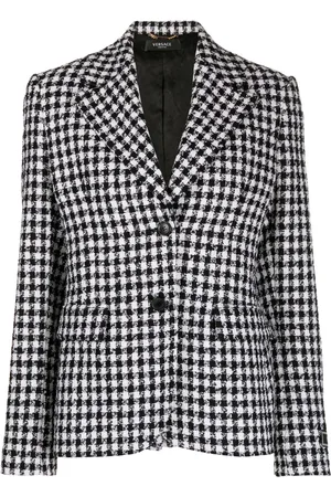 VERSACE Dogtooth single-breasted tweed blazer