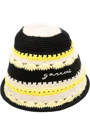 Ganni Women Beanies - Embroidered striped beanie hat