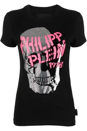 Philipp Plein Skull Strass V-neck T-shirt