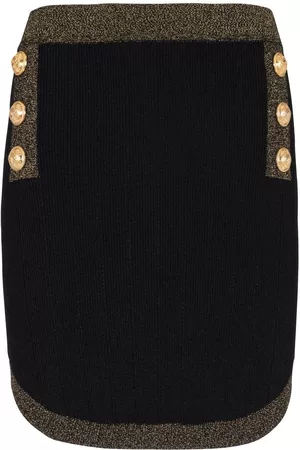Balmain Button-embellished knitted miniskirt