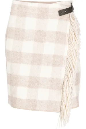 Emporio Armani Plaid fringed skirt