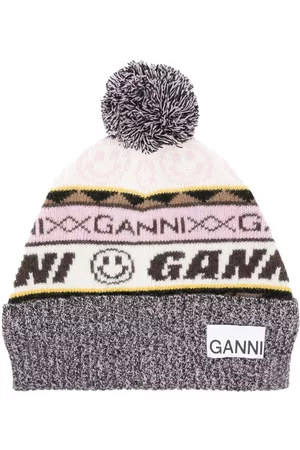 Ganni Women Beanies - Intarsia-knit logo beanie