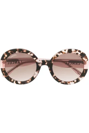 LANCEL Tortoiseshell-effect round-frame sunglasses