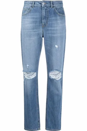 Pinko Ripped-detail slim-fit jeans
