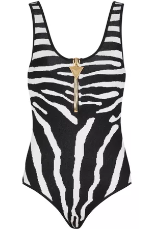 Balmain Zebra-print zip-up bodysuit