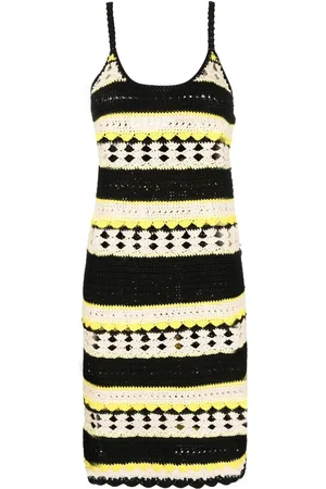 Ganni Striped open-knit minidress