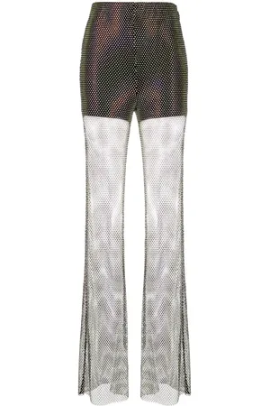 ROTATE Crystal-embellished sheer trousers