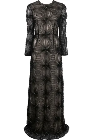 Erdem Bead-embellished tulle-panel gown