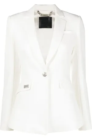 Philipp Plein Rhinestone-logo single-breasted blazer