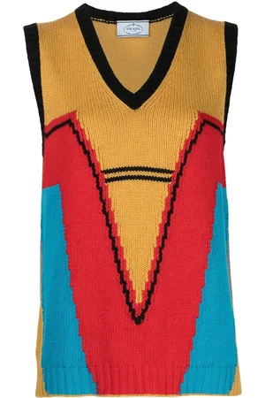 Prada Colour-block knitted vest