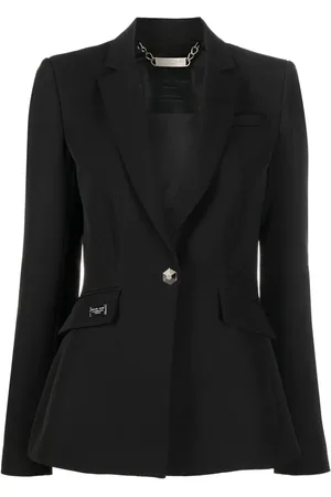 Philipp Plein Rhinestone-logo single-breasted blazer
