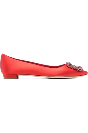 Manolo Blahnik Hangisi crystal-buckle ballerina pumps