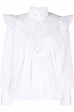 Chloé High-neck broderie anglaise blouse