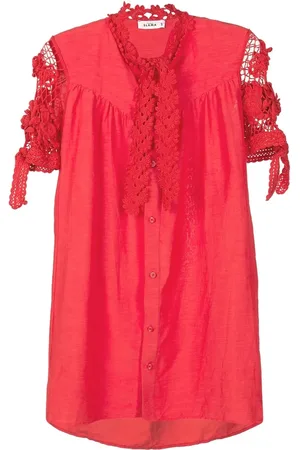 AMIR SLAMA Floral-lace detail shirt dress
