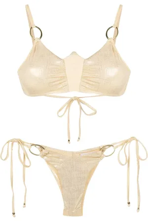 AMIR SLAMA Metallic-effect tie-fastened bikini