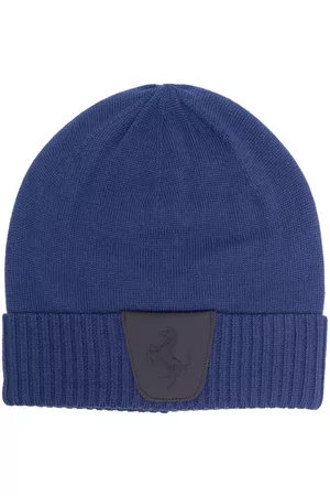 FERRARI Logo-patch knitted beanie hat