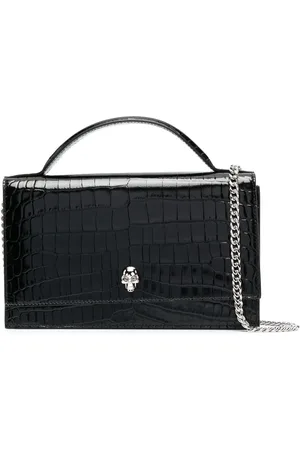 Alexander McQueen Crocodile-effect patent leather shoulder bag